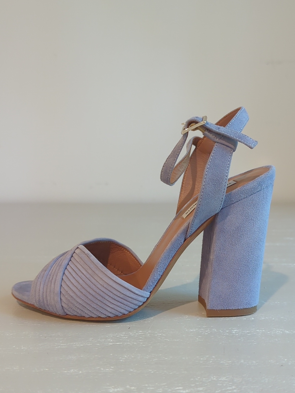 Tabitha Simmons Heels Suede Block Heel size 36.5 Made in Italy Blue